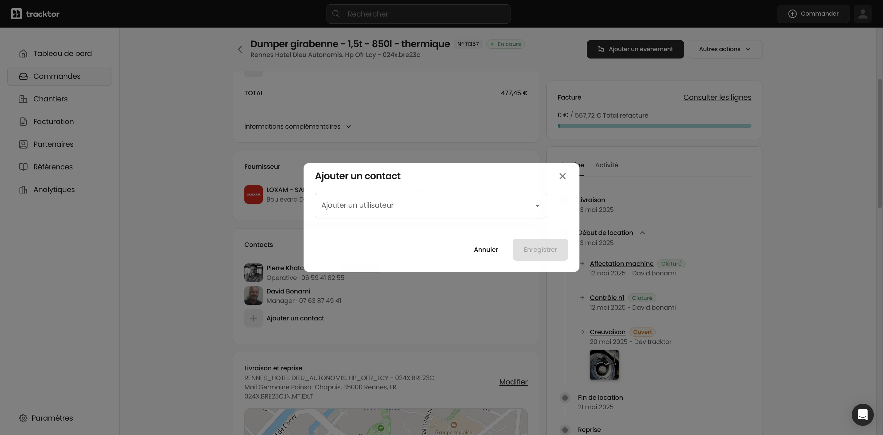 Saisissez le nom ou l’email du contact