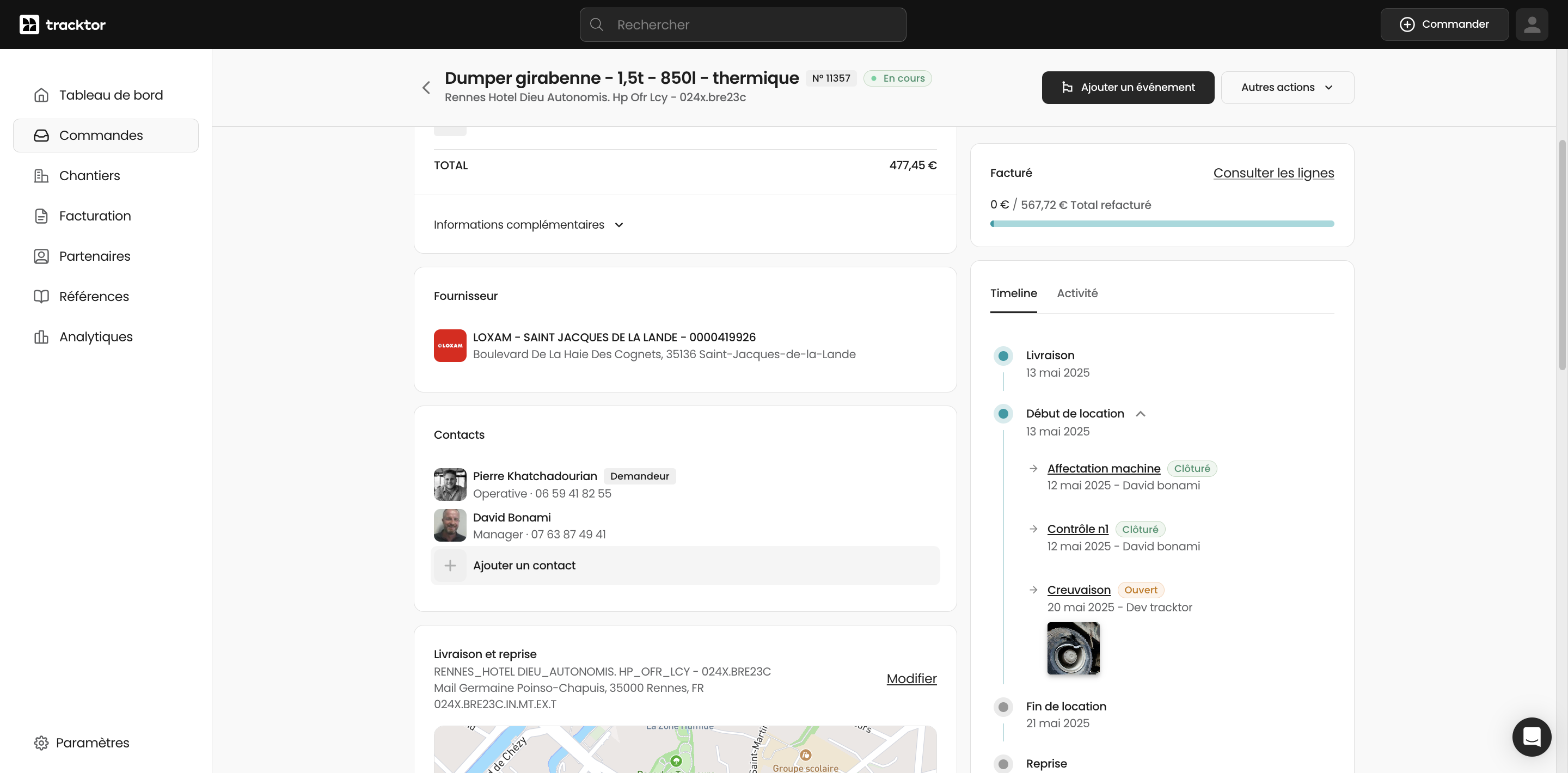 Cliquez sur le bouton **Ajouter un contact** pour intégrer facilement de nouveaux interlocuteurs à votre commande