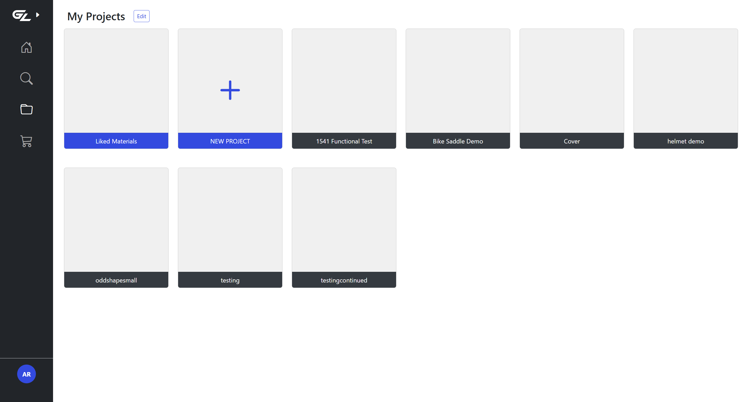 Click New Project to kick off a fresh design from scratch.