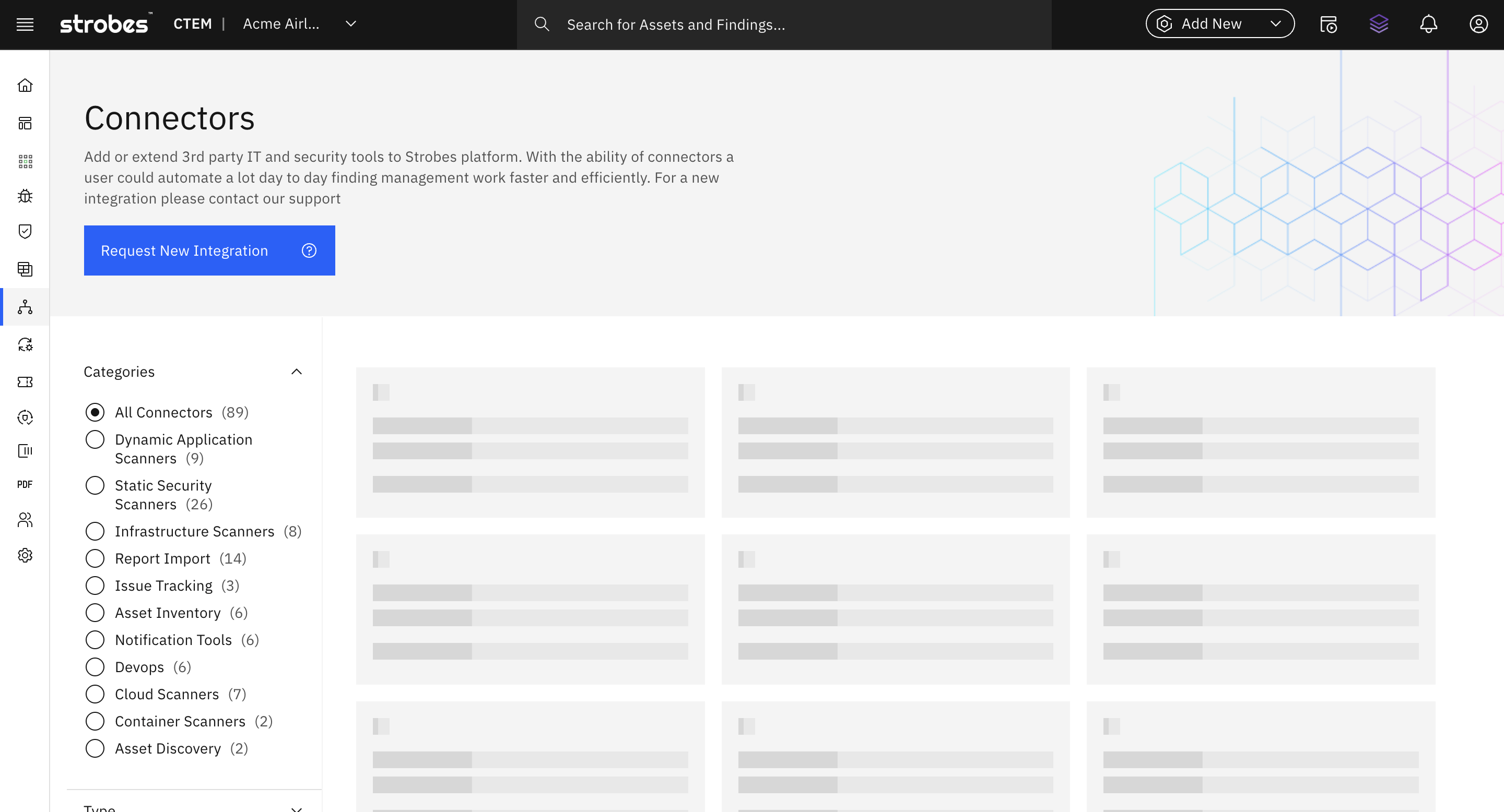 Choose a connector to manage or configure integrations with external systems effortlessly.