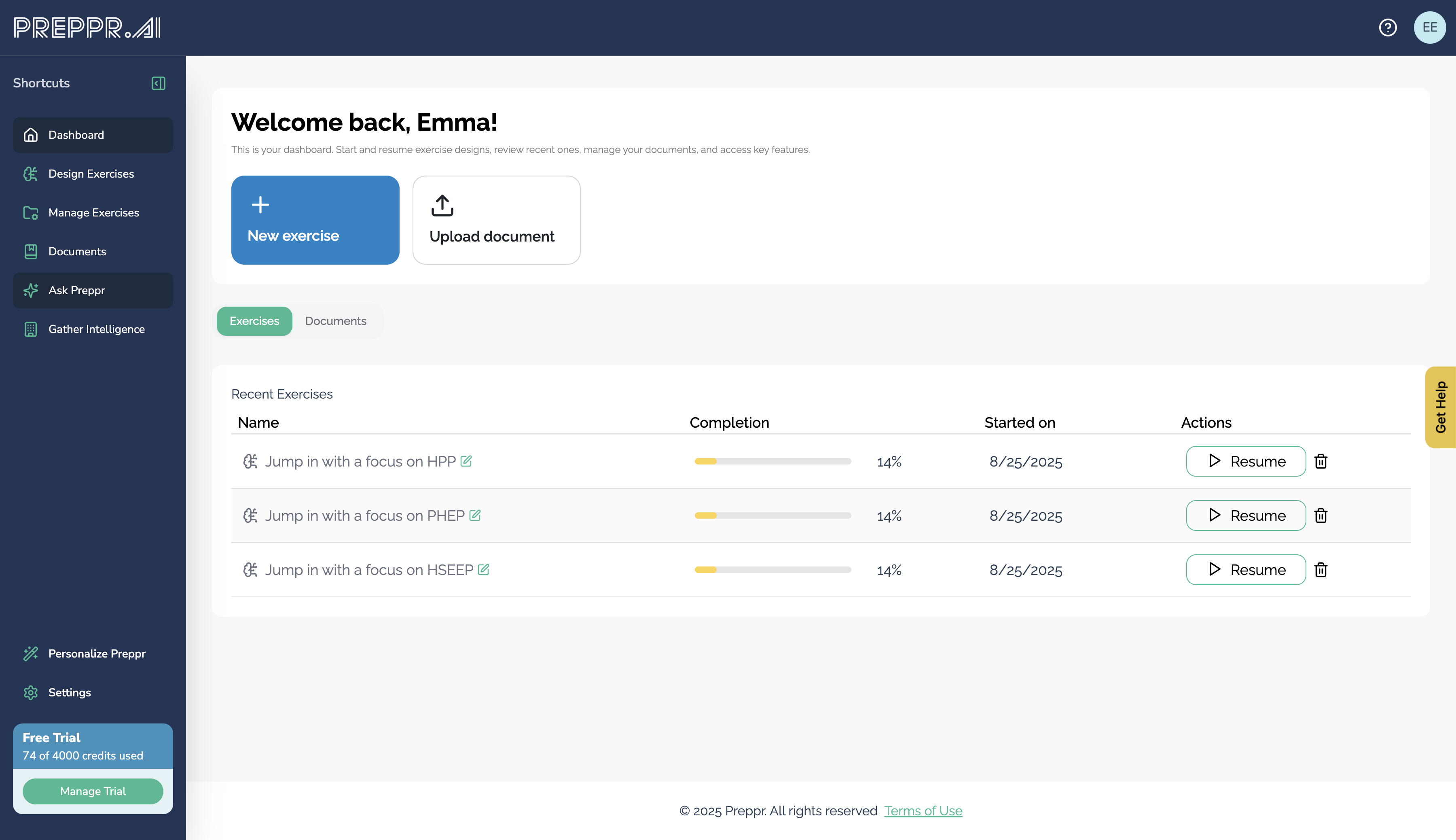 Access Ask Preppr from the sidebar.