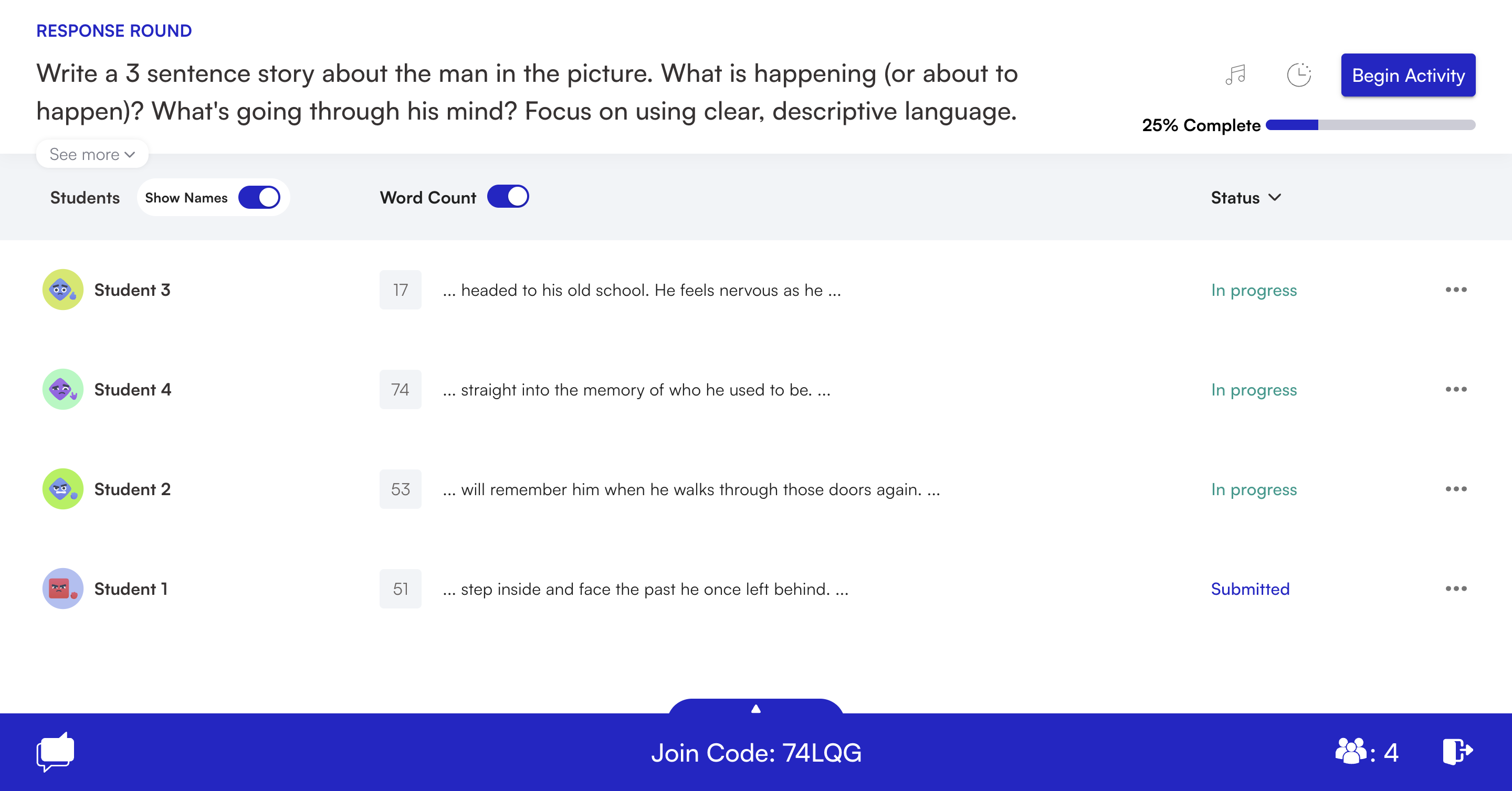 Toggle **Word Count** off to hide word counts and text previews