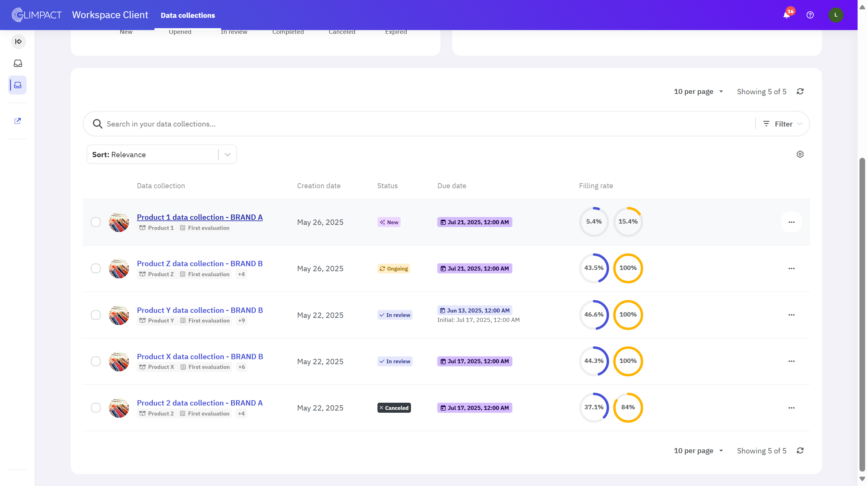 Click on one data collection to access the DC overview page