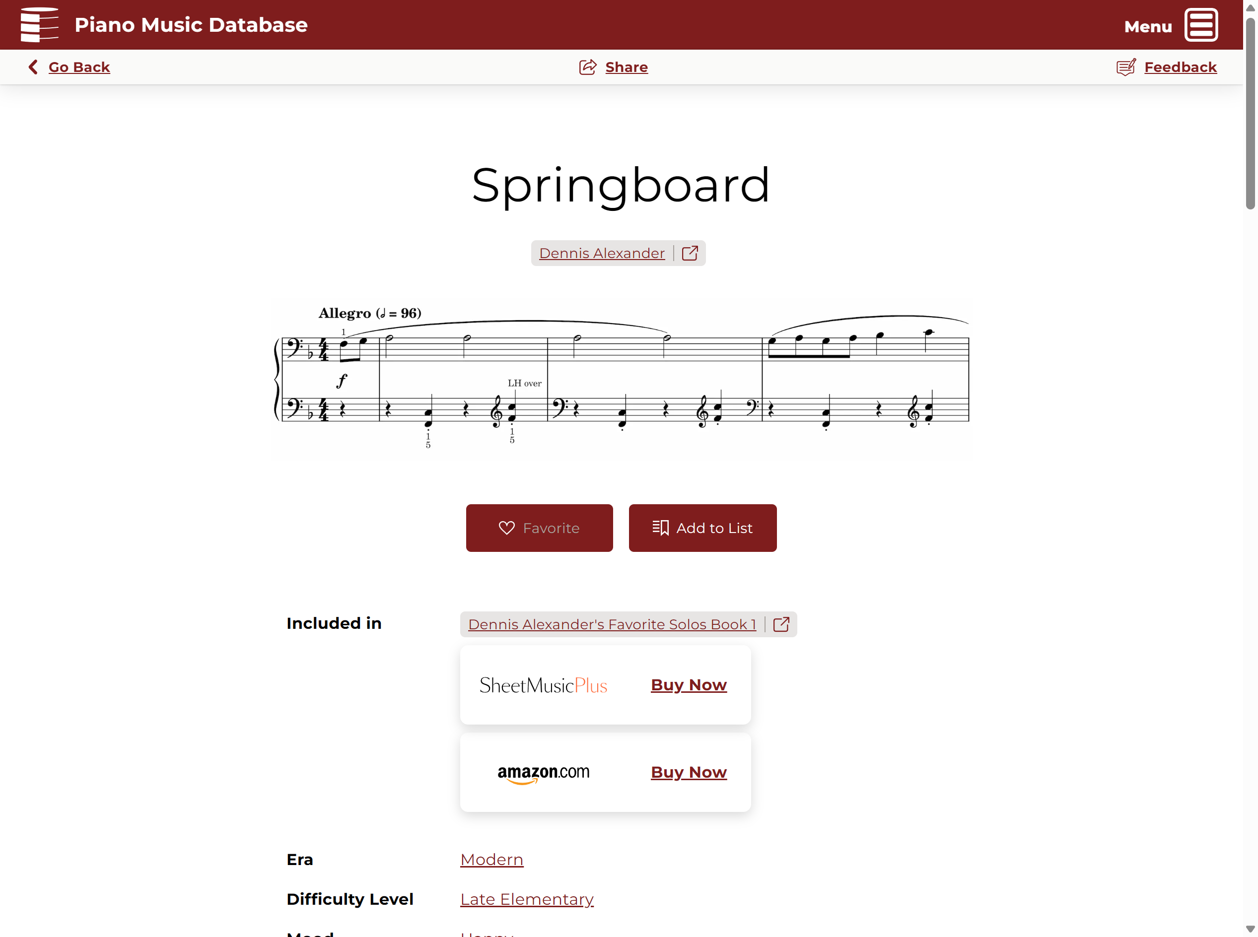 Click **Favorite** to save **Springboard** to your favorites list.