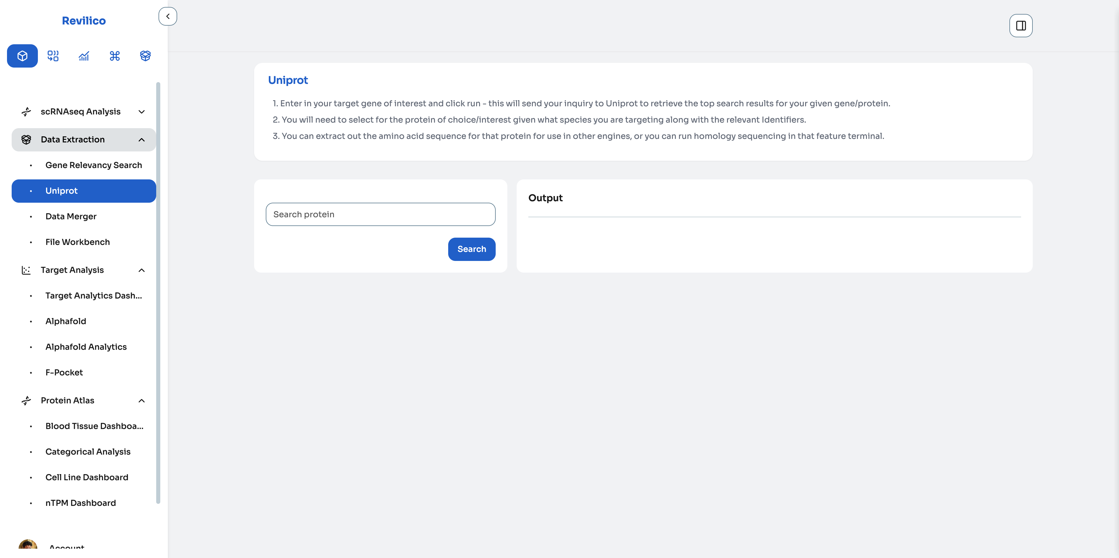 Let's enter EGFR in the Search protein input field.