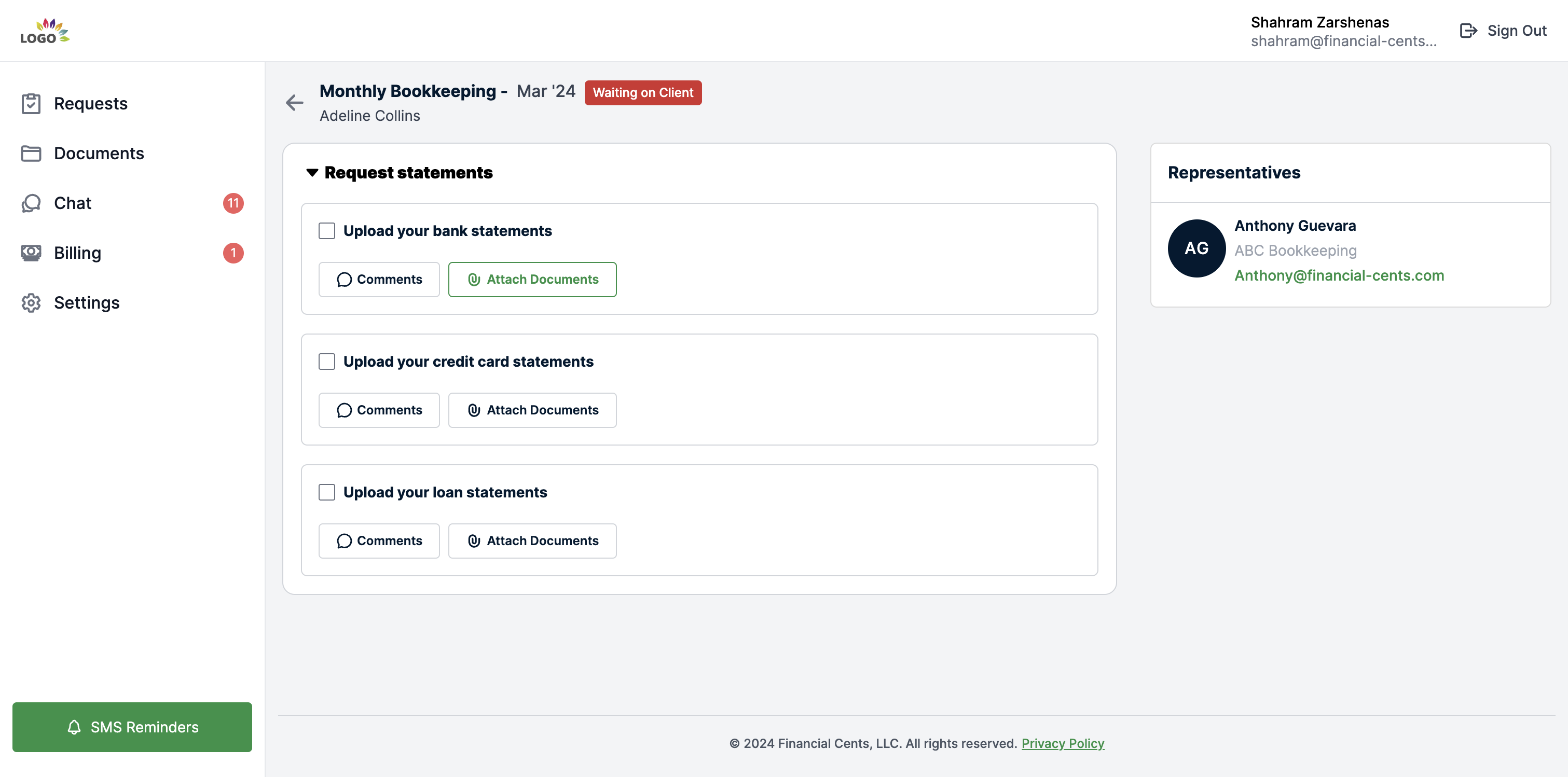 Once inside the portal they will be able to view the requests