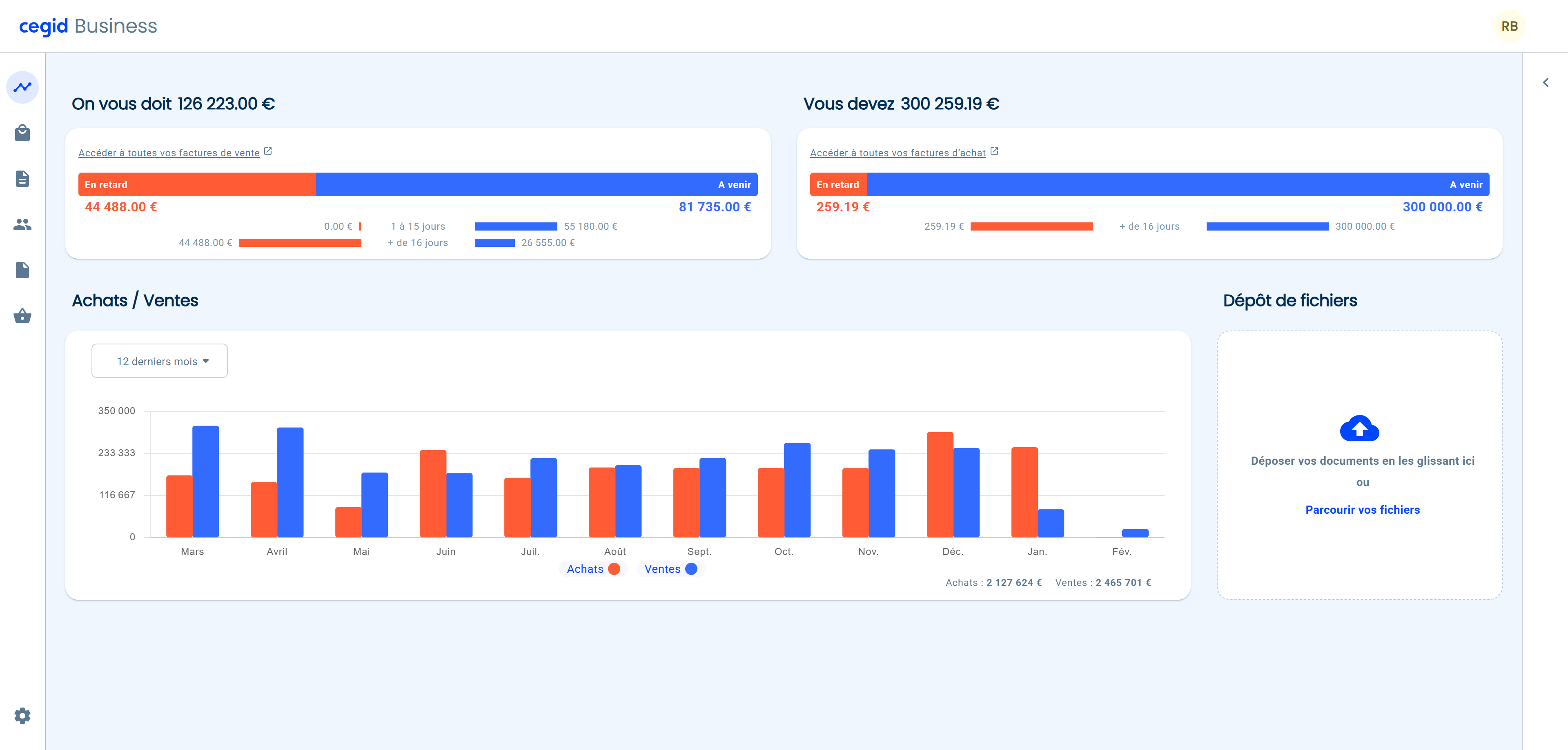 <b>Cegid Business </b>permet la transmission de tous les documents nécessaires à la gestion comptable et joue un rôle central dans la mise en œuvre de <b>la réforme de la facture électronique</b>