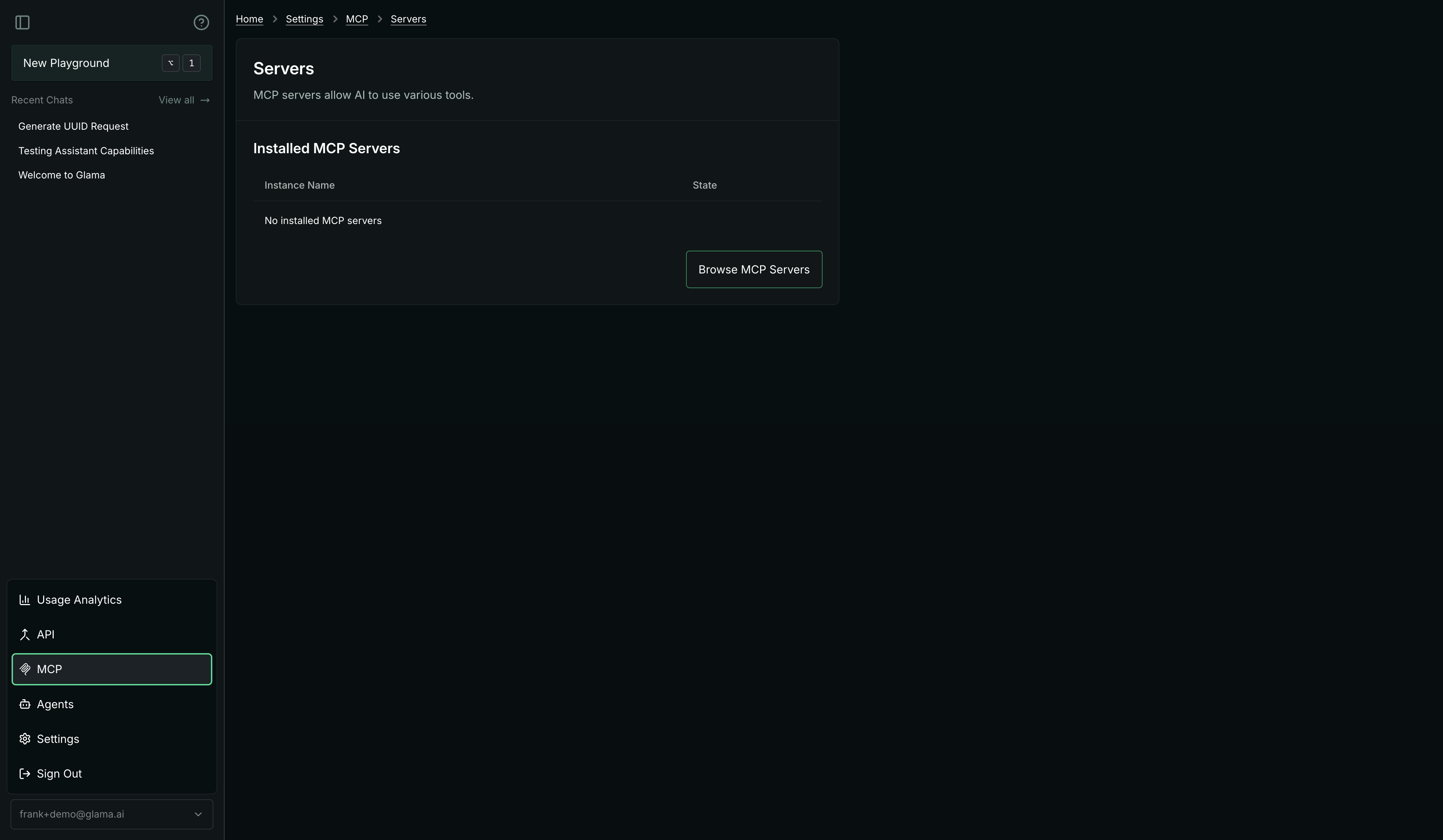 Click **Browse MCP Servers**