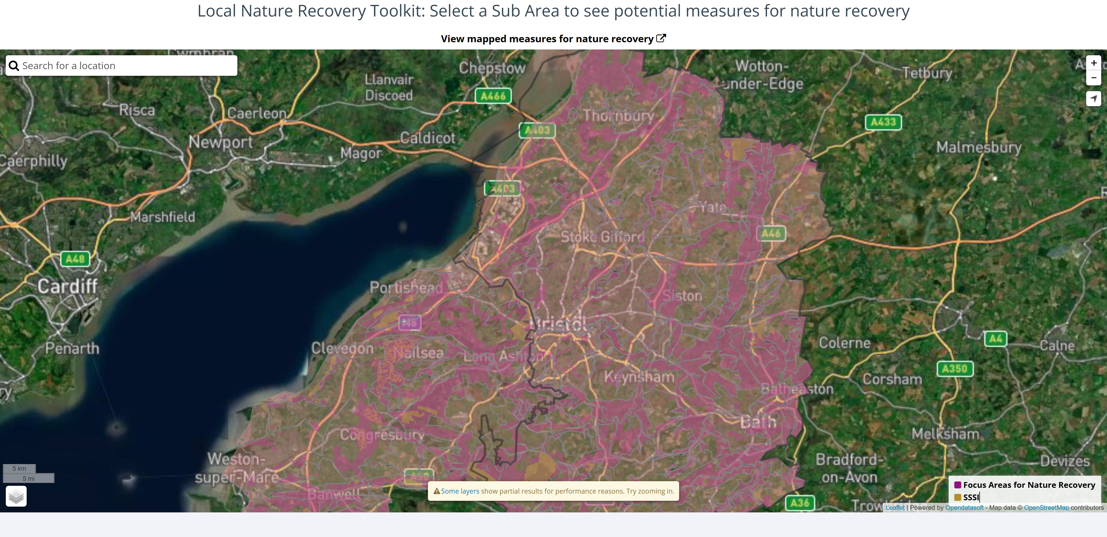 Start by entering your location in the search bar to explore nature recovery opportunities near you.