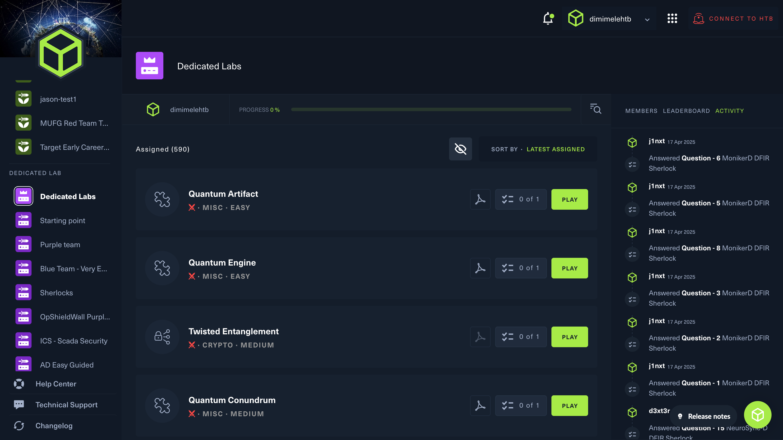 To start engaging with any scenario within Dedicated Labs you should first connect to Hack The Box