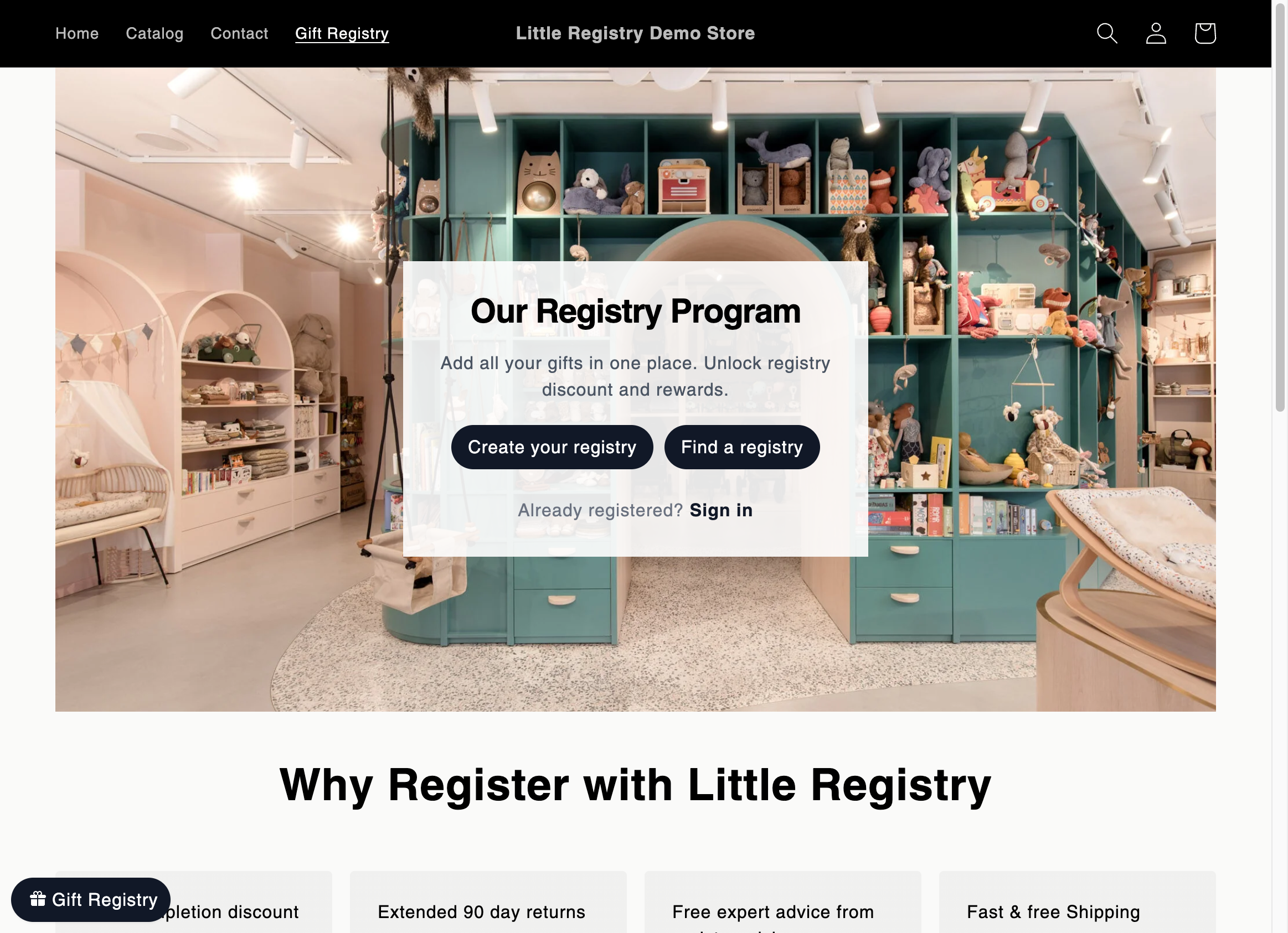 Users can easily create their registry.