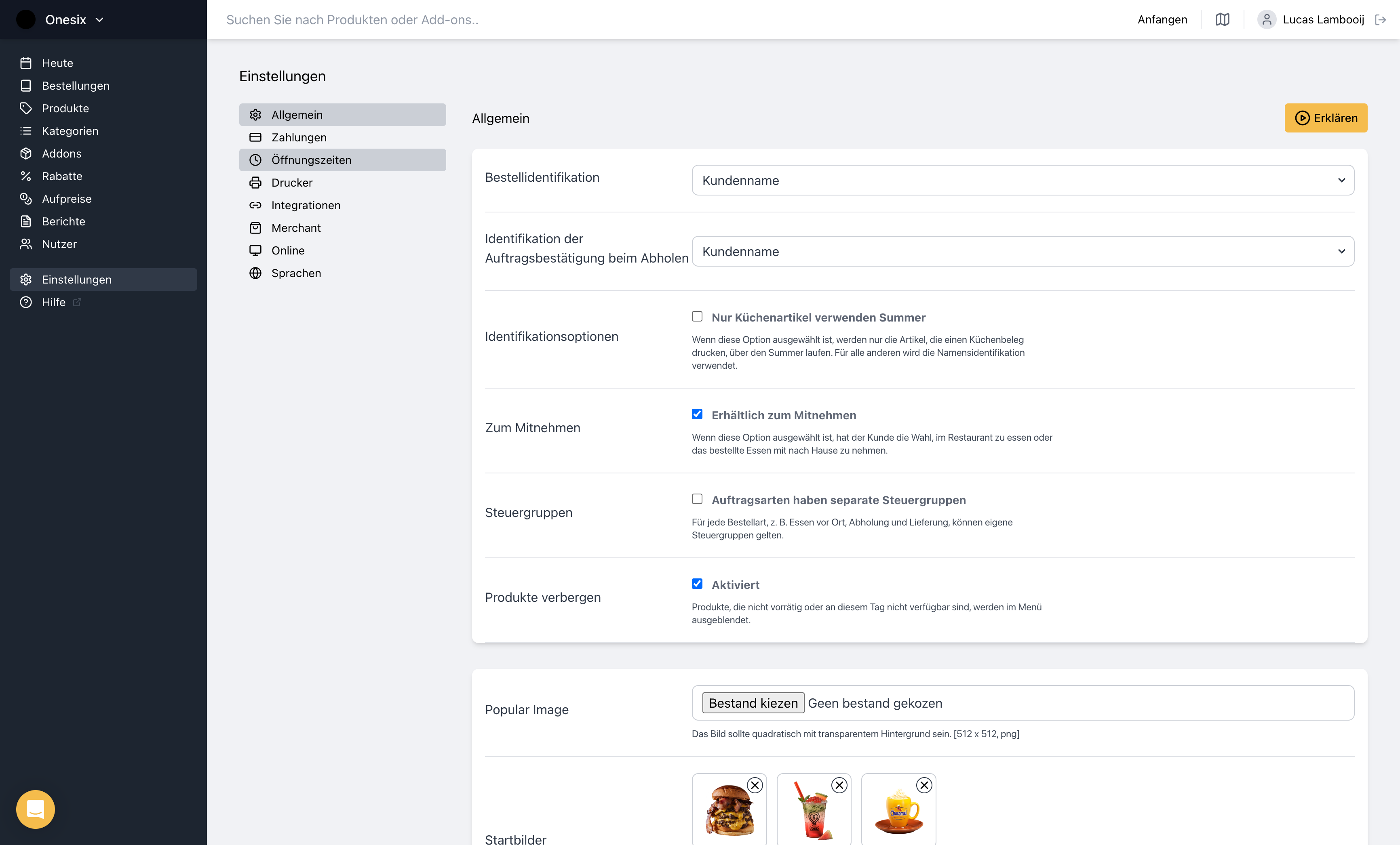 Klicke danach auf Öffnungszeiten