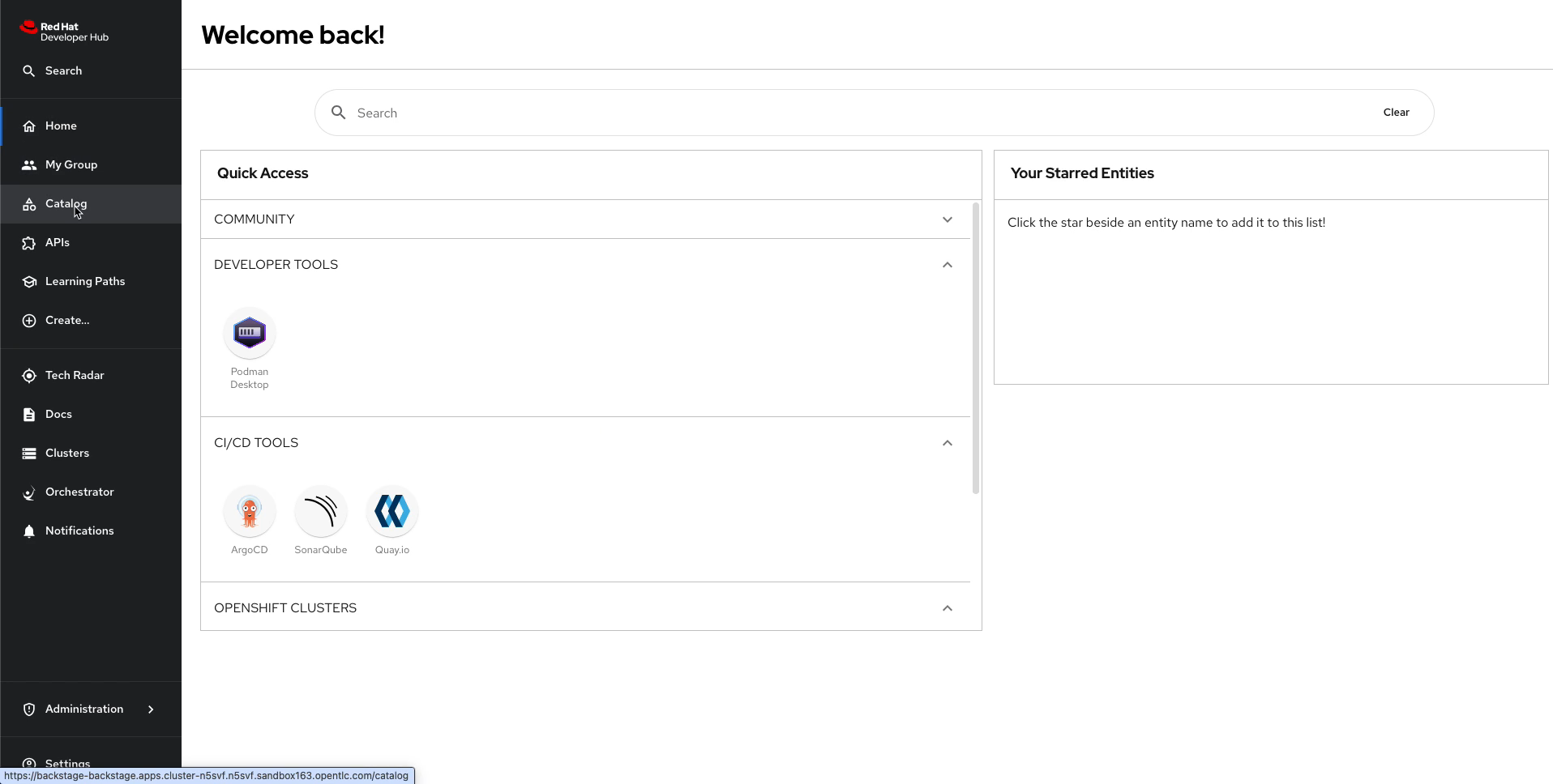 **Red Hat Developer Hub**  is a developer portal brings operations and platform engineers knowledge to end-users in a **self-service approach**