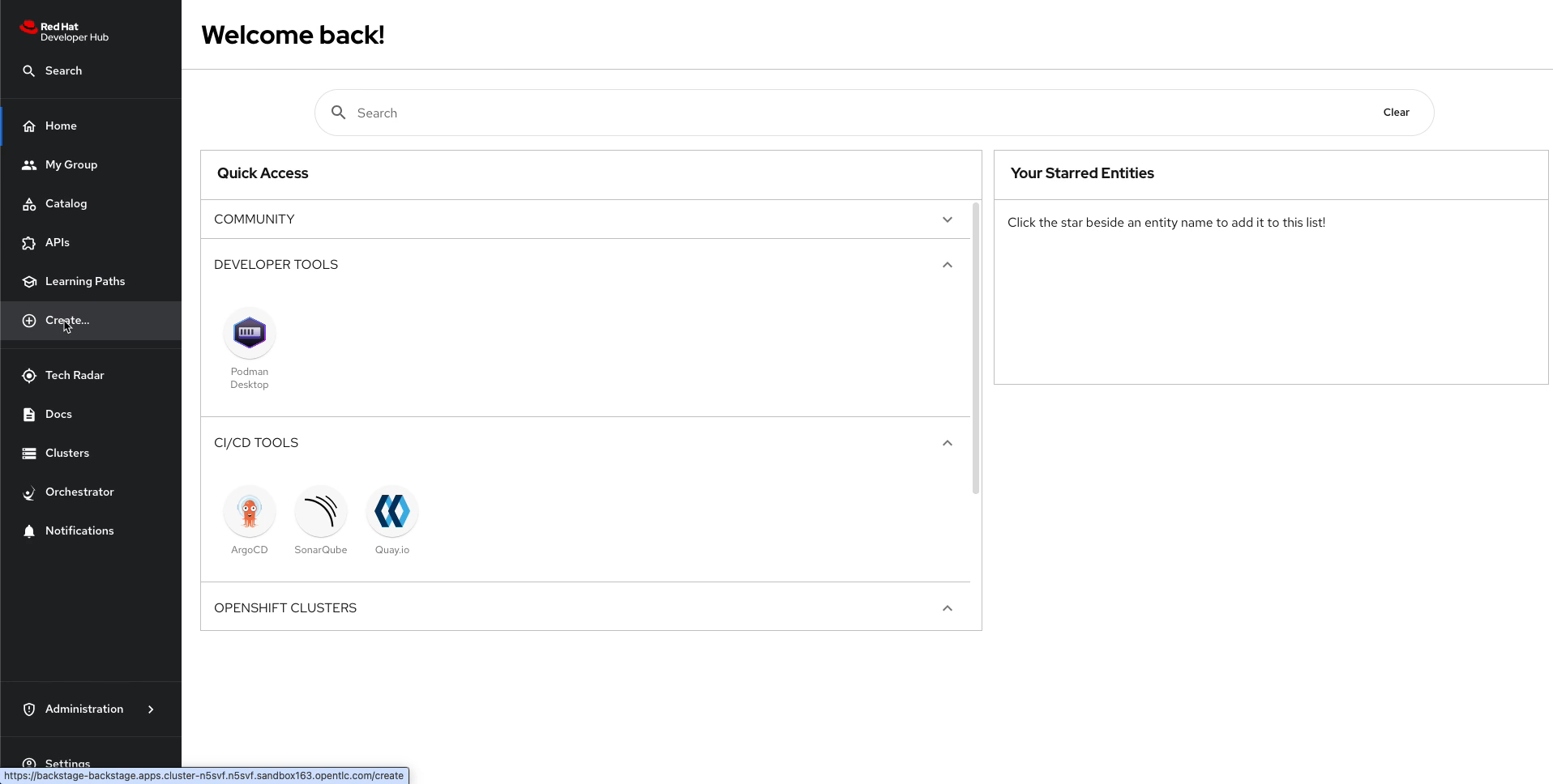 **Red Hat Developer Hub**  is a developer portal that brings operations and platform engineers knowledge to end-users in a **self-service approach**
