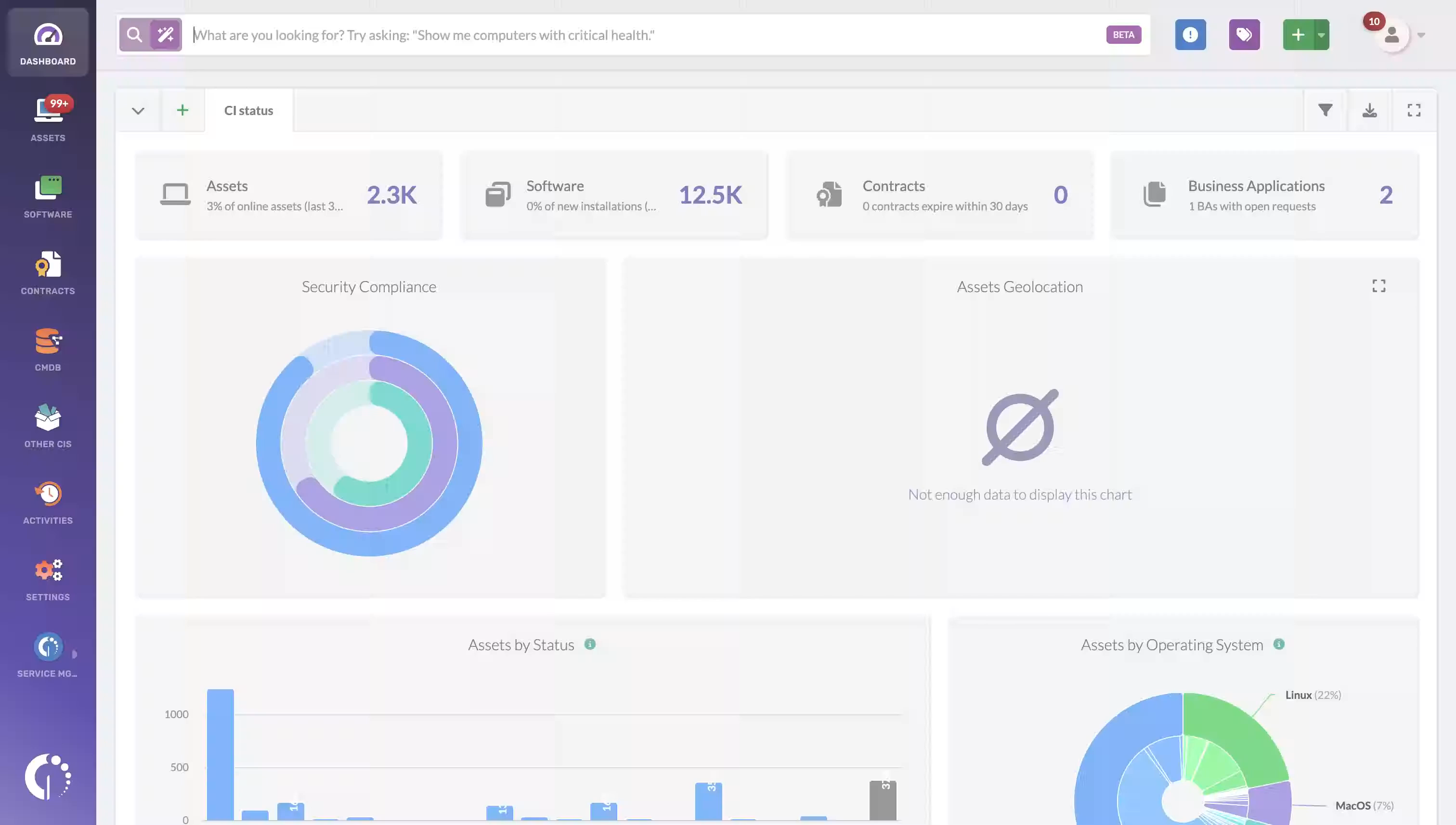 Owners are the people responsible for the asset. **Let's find assets without an owner.** I could exclude the ones that are in Asset Lifecycle status 'In stock' for more precision.