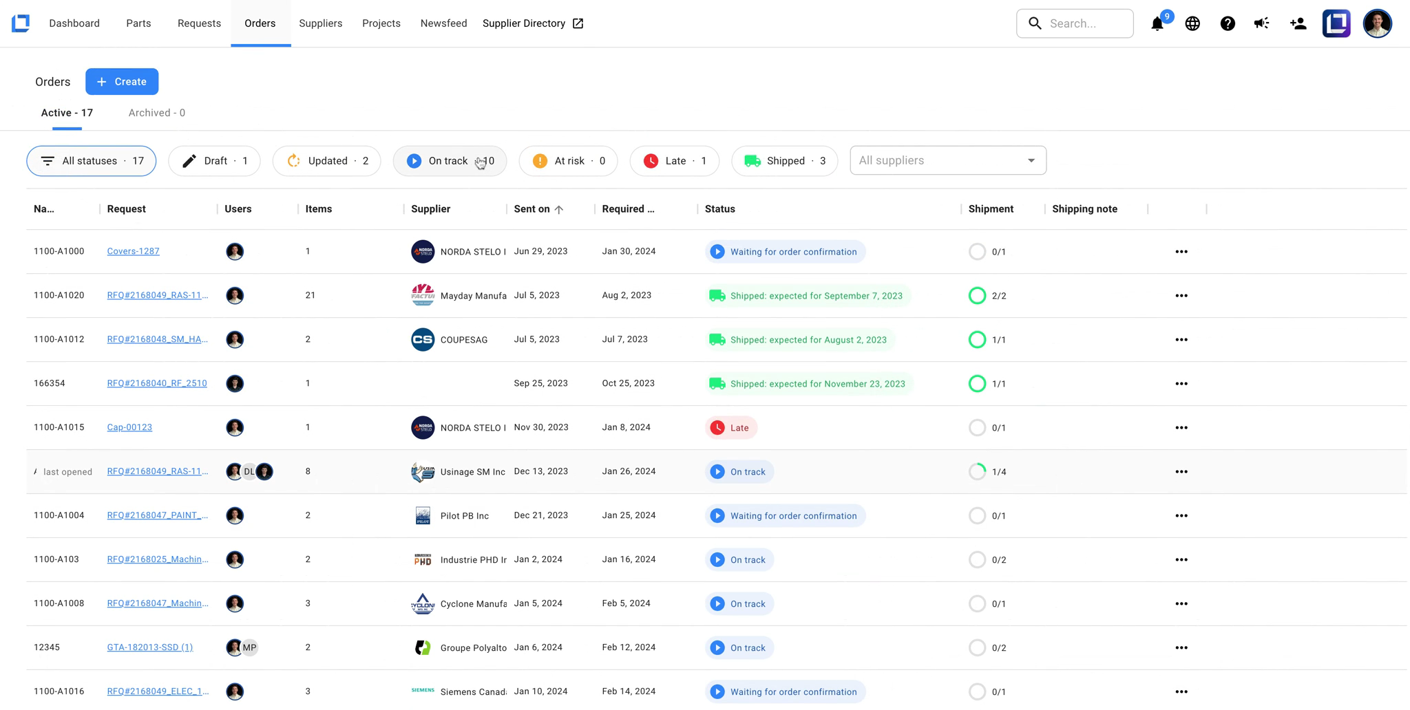 This is the Order Management command centre, from where you can view all your orders and their statuses. 