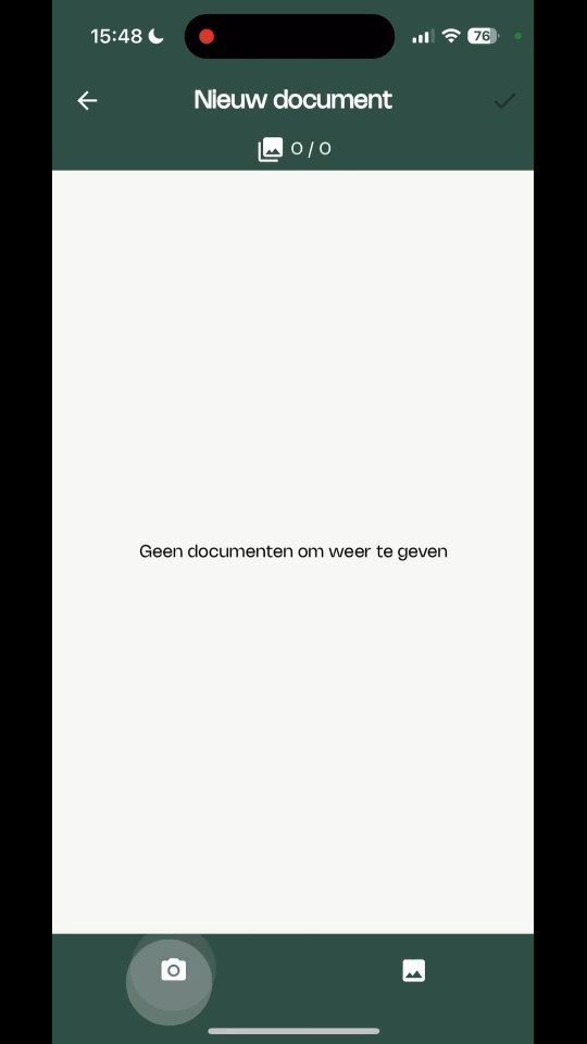 Kies ervoor om een foto te maken via het **camera-icoon**