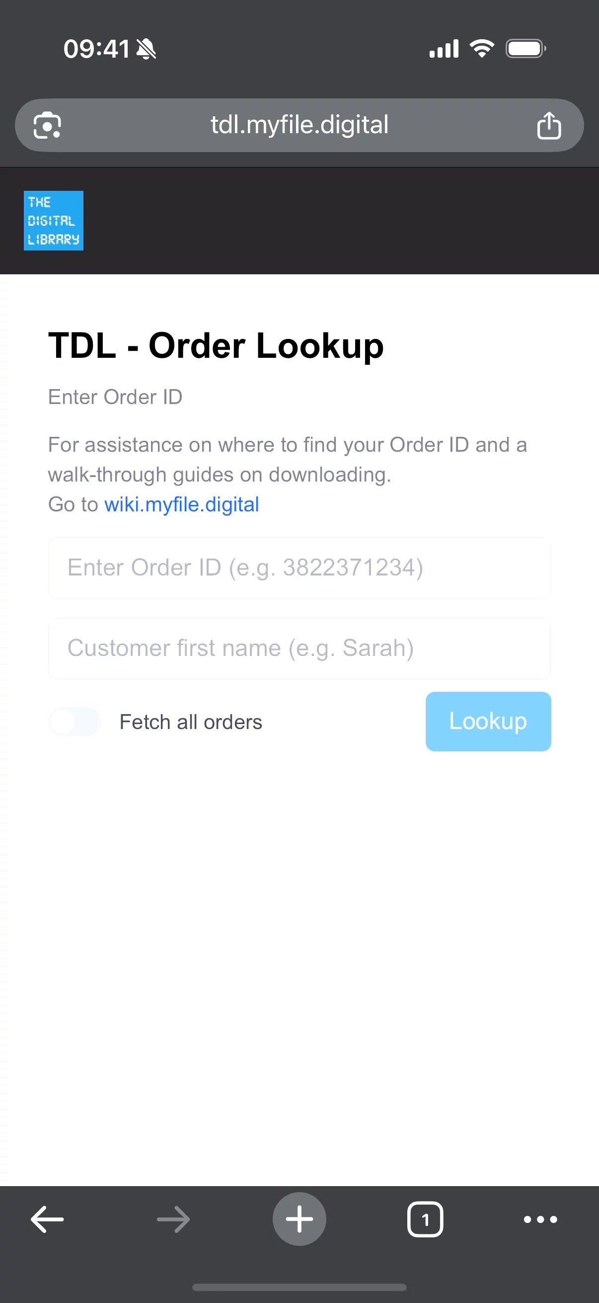 Navigate to https://tdl.myfile.digital