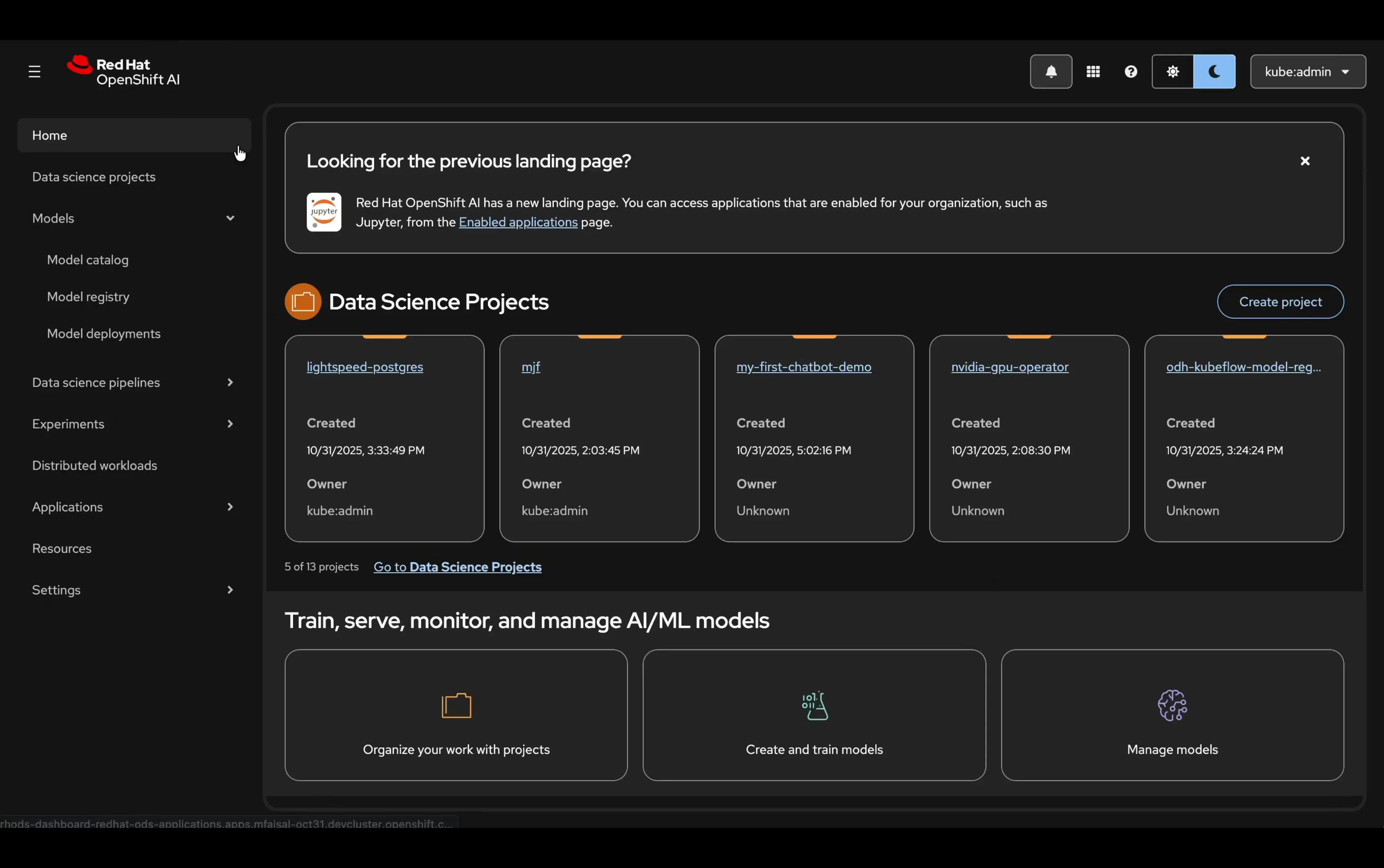 Red Hat OpenShift AI enables AI Engineers to manage their generative AI models.