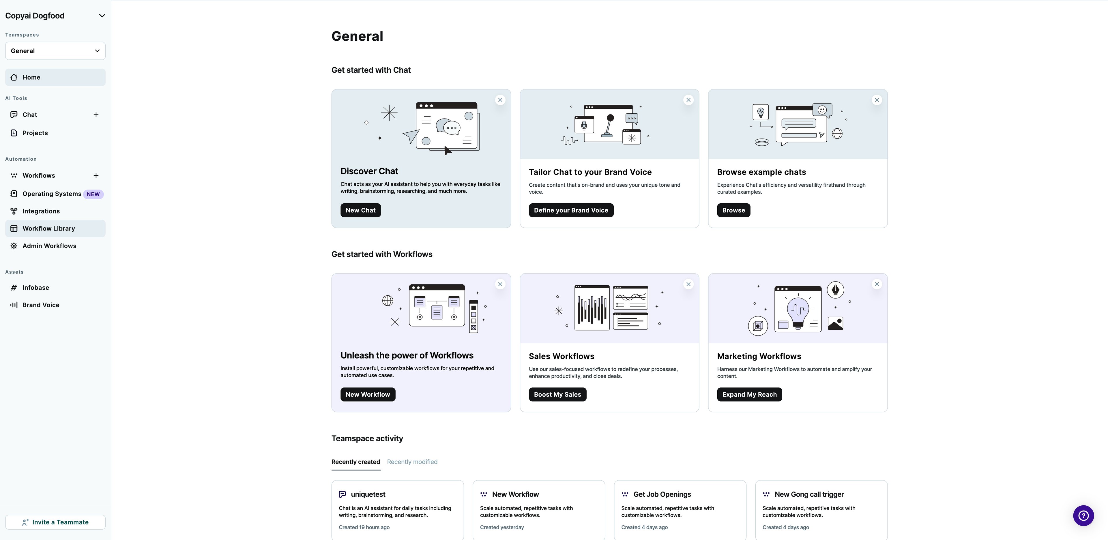 Pre-built Workflows are sorted by function, making it easy for users to get immediate time to value.
