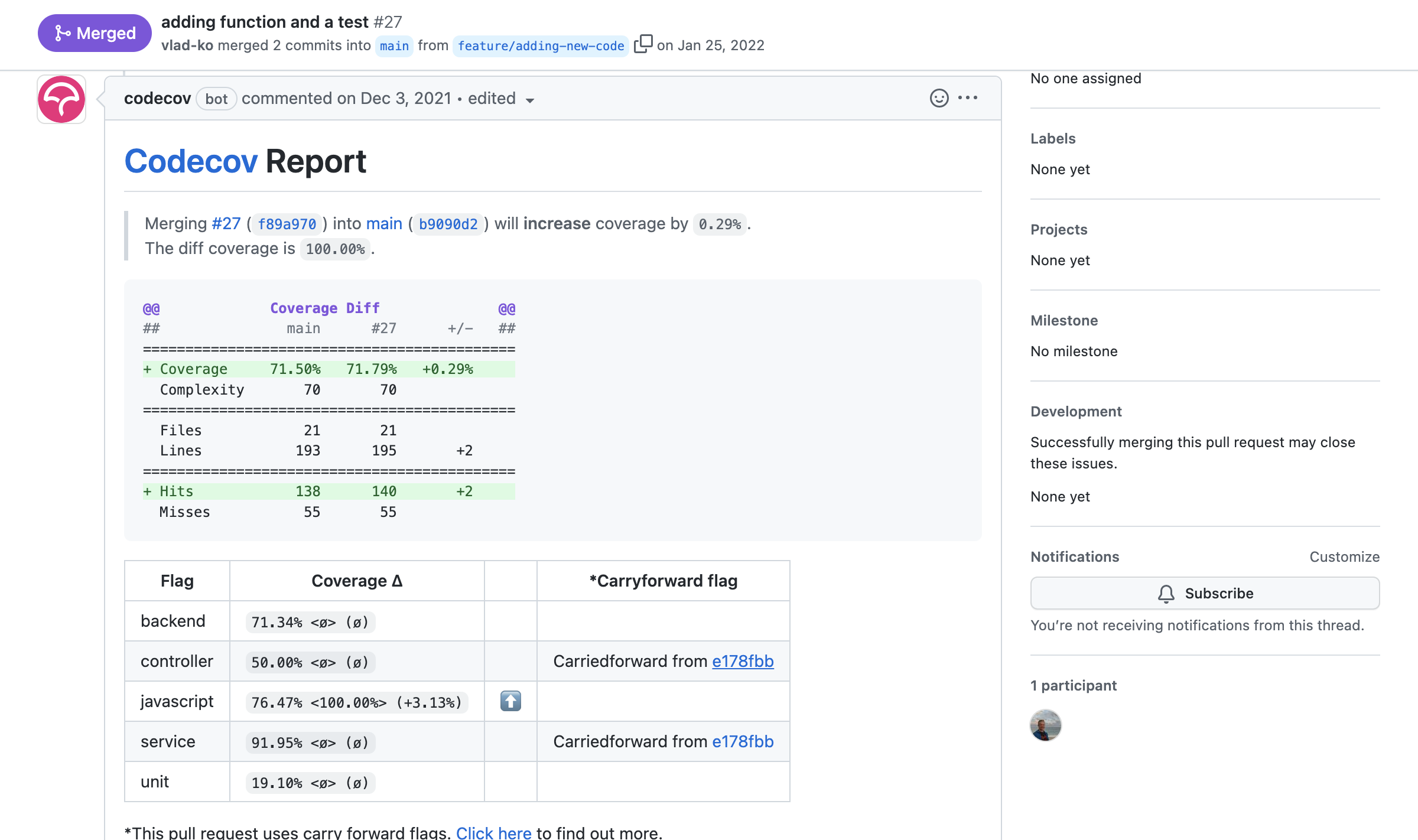 Carryforward Flags allow you to test only part of your code.