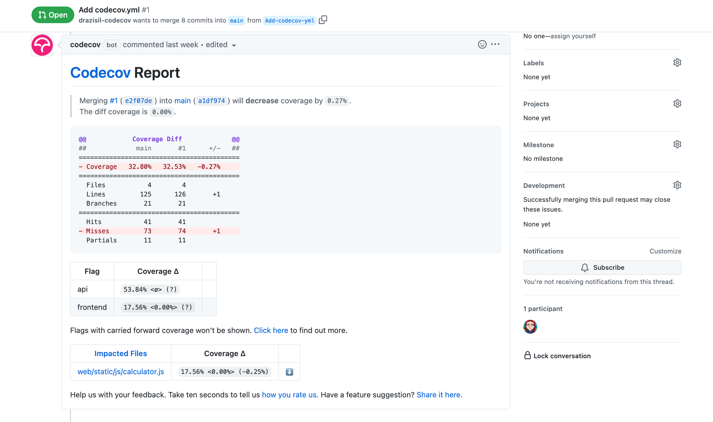 Coverage insights in the Pull Request