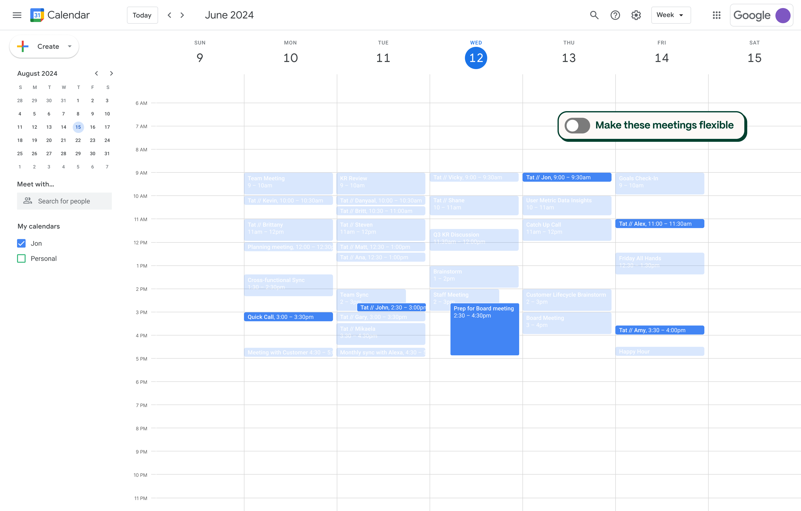 Let’s make these meetings flexible with Clockwise. 

We optimize the timing of these meetings based on the way you AND your attendees want to work. We check all calendar preferences so you don’t have to. 💪
