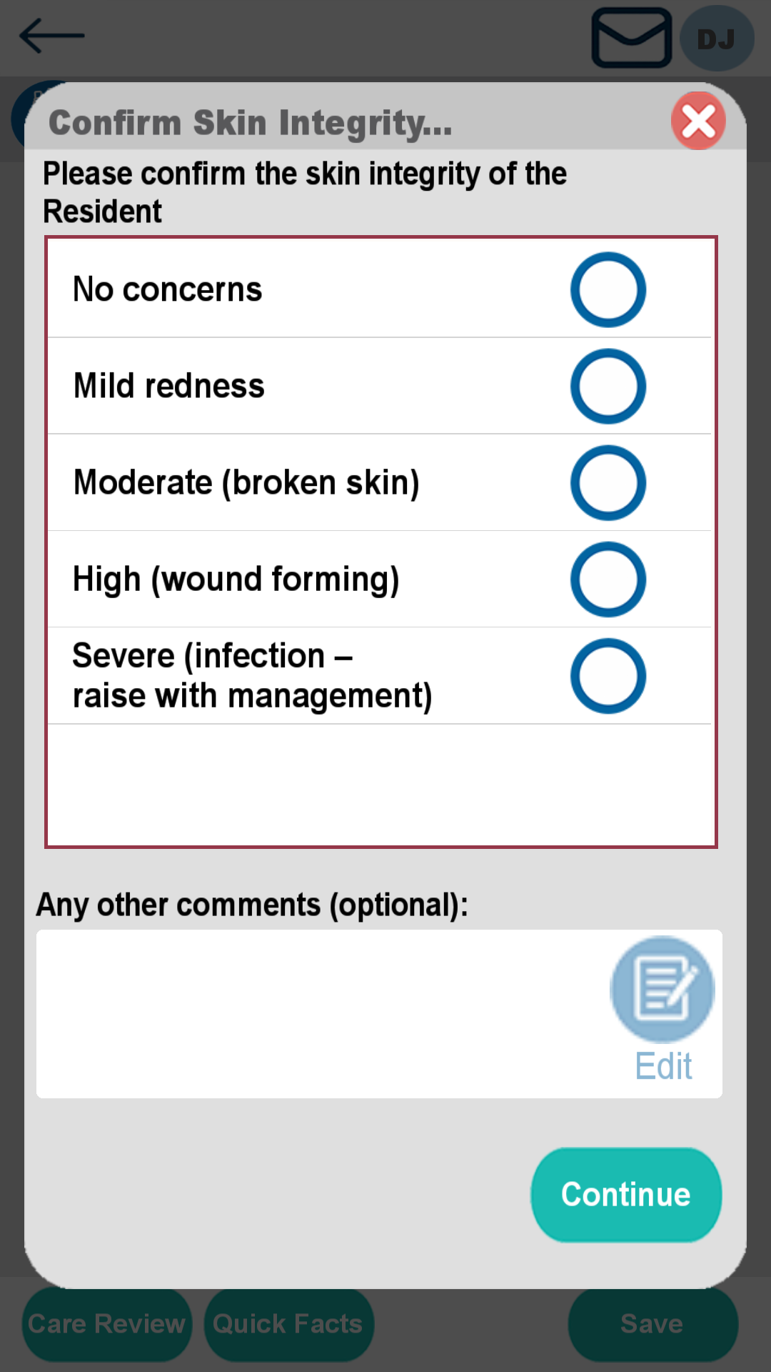 Choose Skin Check option